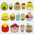 Detail view of 14 assorted food embroidery patches showing fine stitching and vibrant colors - Collection of 14 Styles (Hamburger Ice Cream Patch Collection)
