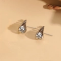 Minimalist spiral cone stud earrings in silver finish with polished stainless steel texture - Small Spiral Shape / White Gold