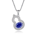 Elegant S925 sterling silver necklace featuring a blue gemstone gourd pendant with zircons - 925 Silver / Tanzanite Purple (FDDZ-023)