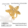 Detailed view of starfish ring dimensions with size specs and waterproof metal material - Starfish Ring (YYR025302) / Gold