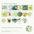 White Sleepwalking Washi Tape mit grünen Mustern und Früchten für DIY Tagebücher - Weißes Schlafwandeln