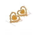 Golden PVD 18K gold plated heart stud earrings in stainless steel with crystal - Hollow Heart Style (SE010246)