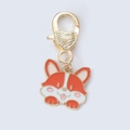 Cute corgi dog enamel keychain in orange and white with a gold heart lobster clasp - Orange Fox Head