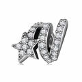 Ciondolo a stella in argento S925 con zirconi e nastro per bracciali fai-da-te - Perlina Stella e Nastro