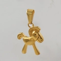 Detailed close-up of a 18k gold plated stainless steel rocking horse pendant - D06-Little Horse-Gold