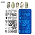 Detail of BC-18 nail stamping plate with floral, butterfly and leaf patterns for manicure - Pastoral Natural Plant Insect Style (BC-18)