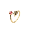 Goldner Totenkopfring mit rotem Stein und schwarzen Zirkonia im modischen Punk-Stil - Einstellbar Offen / Gold/Roter Zirkonia