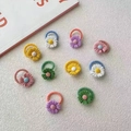 Elastic kids hair ties with cute matte resin daisy flowers in assorted pastel colors - Cutout Flower (25#) / 10 Pieces Pack