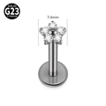Labret en titane G23 argenté avec design fleur de zircon blanc de 3,4 mm - Petit (3.4mm Fleur) / Argenté