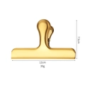 Golden stainless steel T-shape food sealing clip with 12cm width and brushed metal finish - Large / Gold