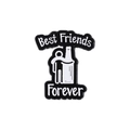 Emaille-Anstecknadel mit weißer Figur, die eine Bierflasche umarmt, und Best Friends Text - Best Friends Forever (QHXZ1345)