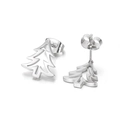 Boucles d'oreilles minimalistes en acier avec motif géométrique de sapin de Noël évidé - Sapin de Noël Évidé Argenté (KE90294-KFC)