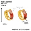 18K gold stainless steel huggie earrings with pink and red gradient cubic zirconia - Red Zirconia (F931-4) / M
