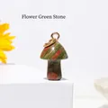 Miniature mushroom pendant made of natural unakite stone with a gold metal loop - Unakite