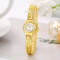 Detail of elegant gold irregular watch with white quartz dial and chain bracelet style - Gold Irregular Case Style (WAT00477)