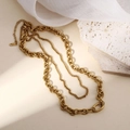 Minimalist 18K gold plated stainless steel double layer necklace with thick link chain - 18K Gold / Gold