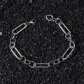 Pulsera hip hop de acero inoxidable plateado con eslabones geométricos sobre piedras - Pulsera (22 cm)