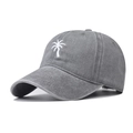 Berretto da baseball in cotone lavato grigio scuro con ricamo di palma bianca - Regolabile / Grigio