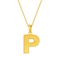 Goldene Halskette mit P-Buchstaben-Anhänger, Punktstruktur und feiner O-Gliederkette - Buchstabe P