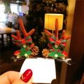 Christmas reindeer antler hair clips with brown flocking, red bows and green trees - 13# Bow Christmas Tree Brown Antler Pair Clips