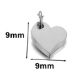 Polished heart-shaped stainless steel pendant 9mm x 9mm size in silver finish - Asymmetric Heart (9x9mm) / Steel