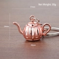Rose gold 3D miniature teapot keychain with detailed metal handle and circular ring - Coffee Kettle (Rose Gold)