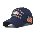 Detailed 3D embroidery of US flag and eagle on cotton 250th anniversary baseball cap - Adjustable / Navy Blue