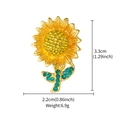 Sunflower brooch with yellow rhinestones and green gems in golden finish variant - XD825191 Mini Sunflower