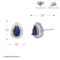 Detailed view of pear-shaped blue gemstone earrings with 925 silver and cubic zirconia studs - Earrings-Blue
