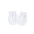 Soft white knit cotton baby anti-scratch mittens with elastic cuffs for newborns - White (Elastic Anti-Scratch Mittens)