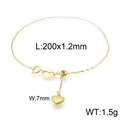 Golden stainless steel heart bracelet with 200mm chain length and adjustable slider - Bracelet (KB142747-K)