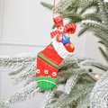 Red Christmas stocking ornament with polka dot bow and floral details for festive trees - Bow Christmas Sock