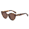 Trendige Cateye-Sonnenbrille mit Schildpattmuster, braunen Gläsern und Metalldetails - Schildpatt-Rahmen Tee-Gläser