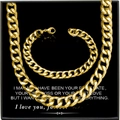 Ensemble collier et bracelet maille cubaine dorée pour homme avec coffret cadeau - Doré