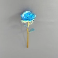 Blue artificial foil rose with iridescent petals and gold stem for gift occasions - Blue