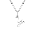 Elegant silver stainless steel necklace featuring a letter Y heart pendant and bead chain - Letter Y / Silver
