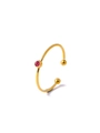 Detail view of gold stainless steel ring featuring a bezel-set purple zircon stone - Rose Red