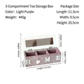 Light purple wooden 3-compartment jewelry box with glass lid and white HOME letters - 3 Grids / Light Purple