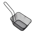 Panier à friture rectangulaire en maille noire avec manche long pour les snacks - Grand / Noir