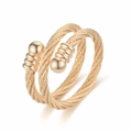 Detail van gouden titanium stalen ring met spiraalpatroon en open dubbele band design - Verstelbaar Open / Roségoud