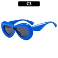 Y2K vibrant bright blue chunky sunglasses with wave frame and dark grey lenses - Blue Frame Grey Lens