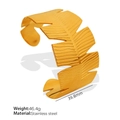 Onregelmatige gouden bladmanchetarmband van roestvrij staal met fijne nerfstructuur - Bladtextuur Brede Versie / Goud (SZ59 Bladstijl)