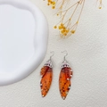S925 silver butterfly wing drop earrings in orange with sparkling rhinestones - Lux Orange Rhinestone-Silver