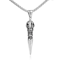 Polished silver stainless steel Vajra pendant necklace with box chain on white background - Steel Color (Pendant Only - Without Chain)
