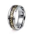 Edelstahlring in Silber, Schwarz und Gold mit goldenem Spinnenmuster auf dem Band - US 7 / Schwarz Gold