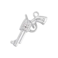 Detailed view of a silver pistol pendant featuring sparkling crystal embellishments - VD1759 Platinum Pistol Pendant