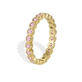 Elegant gold plated brass ring featuring a full circle of round pink cubic zirconia stones - Gold Pink Zircon