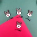 Weihnachts-Haarspangen-Set mit braunen Glitzer-Rentieren und roter Nase für Kinder - Glitzer Weiße Rentier Haarklammer