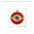 Technical drawing of a 18x16mm stainless steel evil eye pendant with enamel and crystals - Round Red (YE762-2)