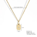 Detail view of gold rectangle pendant with starburst cubic zirconia and dimensions - Square Necklace (599-01A) / Necklace (White Rhinestone with Chain)